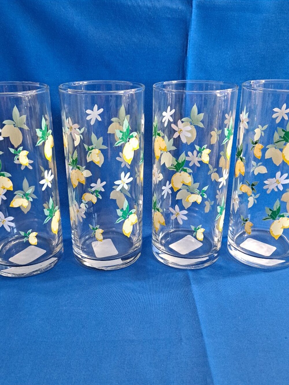 Lot 4 Royal Norfolk LEMON Floral GLASSES Cristar Fruit Juice Citrus Tumblers 16
